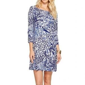Lilly Pulitzer Sophie Dress Home Slice Indigo UPF 50 Pineapple Print